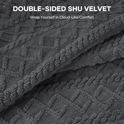 MaxKare Queen Size Heated Blanket Soft Cable Knit Shu Velveteen Electric Blanket, Dual Controllers, 10 Heat Levels, 10H Timer, 84" x 90", Gray