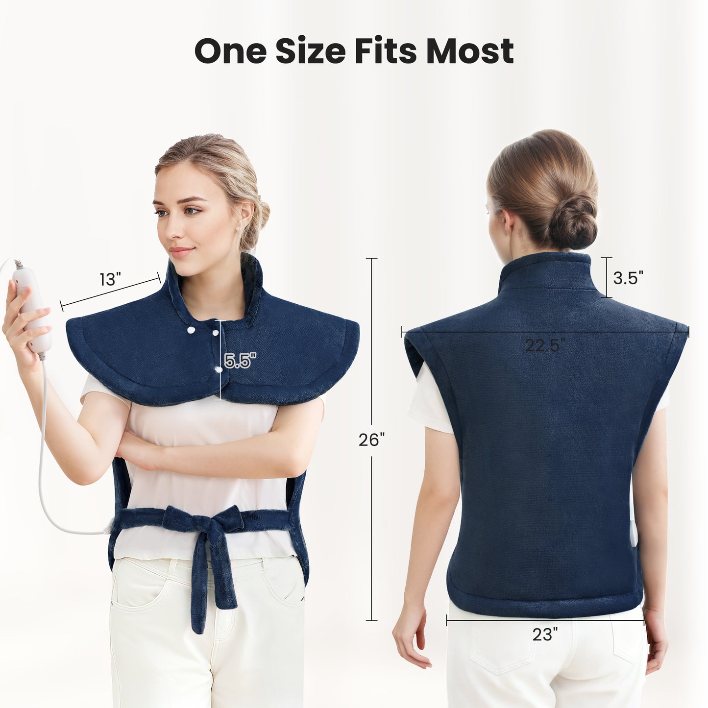 MaxKare Ultra Soft Heating Pad with 4 Heat Settings & Auto Shut-off, for Full Body Stress Relief, 24"x33"- Navy Blue