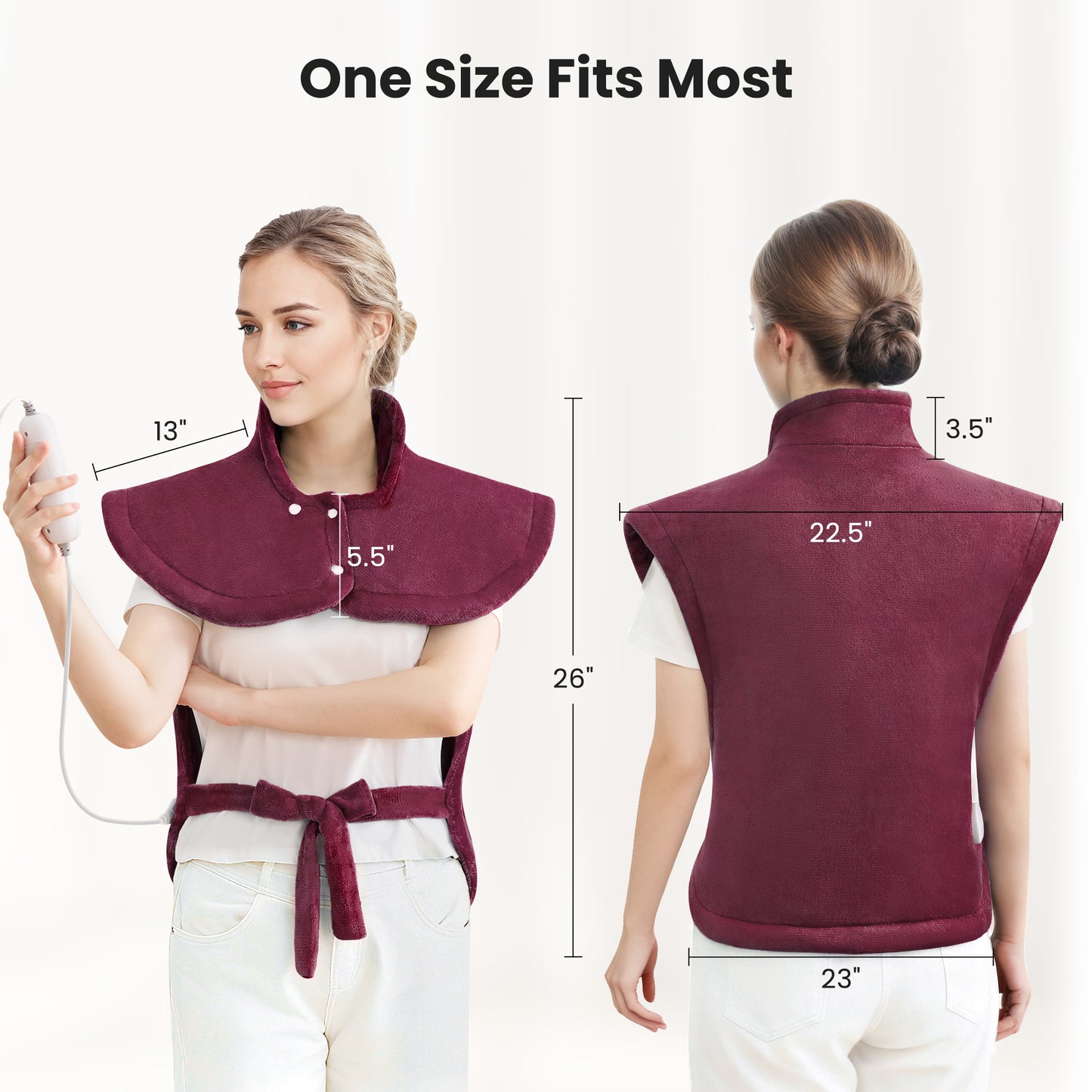 MaxKare Ultra Soft Heating Pad with 4 Heat Settings & Auto Shut-off, for Full Body Stress Relief, 24"x33", Gift - Red