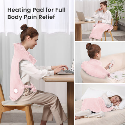 MaxKare Large Heating Pad with 4 Heat Settings & Auto Shut-off, for Full Body Stress Relief, 24"x33"- Pink