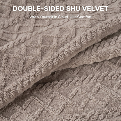 MaxKare Queen Size Heated Blanket Soft Cable Knit Shu Velveteen Electric Blanket, Dual Controllers, 10 Heat Levels, 10H Timer, 84" x 90", Linen