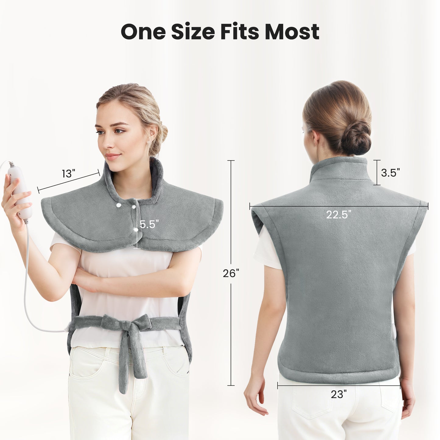 MaxKare Ultra Soft Heating Pad with 4 Heat Settings & Auto Shut-off, for Full Body Stress Relief, 24"x33", Gift - Gray