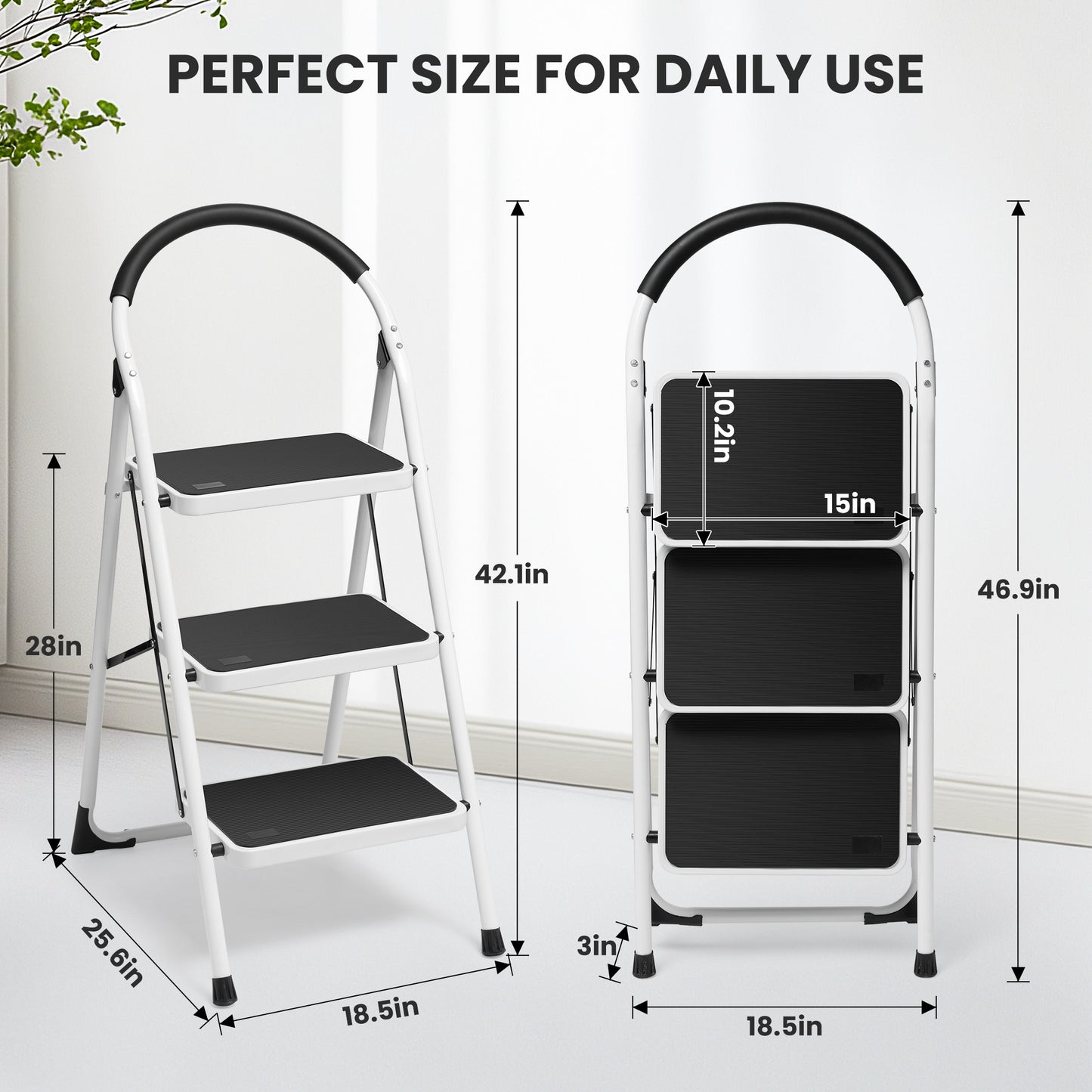 MaxKare 3 Step Stool, Folding Ladder, Lightweight