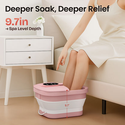 MaxKare Collapsible Foot Spa with Massager and Heat, Digital Display, Pink