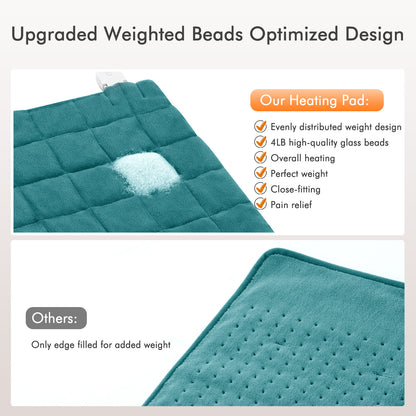 MaxKare Full Weighted Heating Pad for Back Pain & Cramps Relief, 18" X 33" Fast Heating Pad for Neck Shoulder Relief-Light Blue
