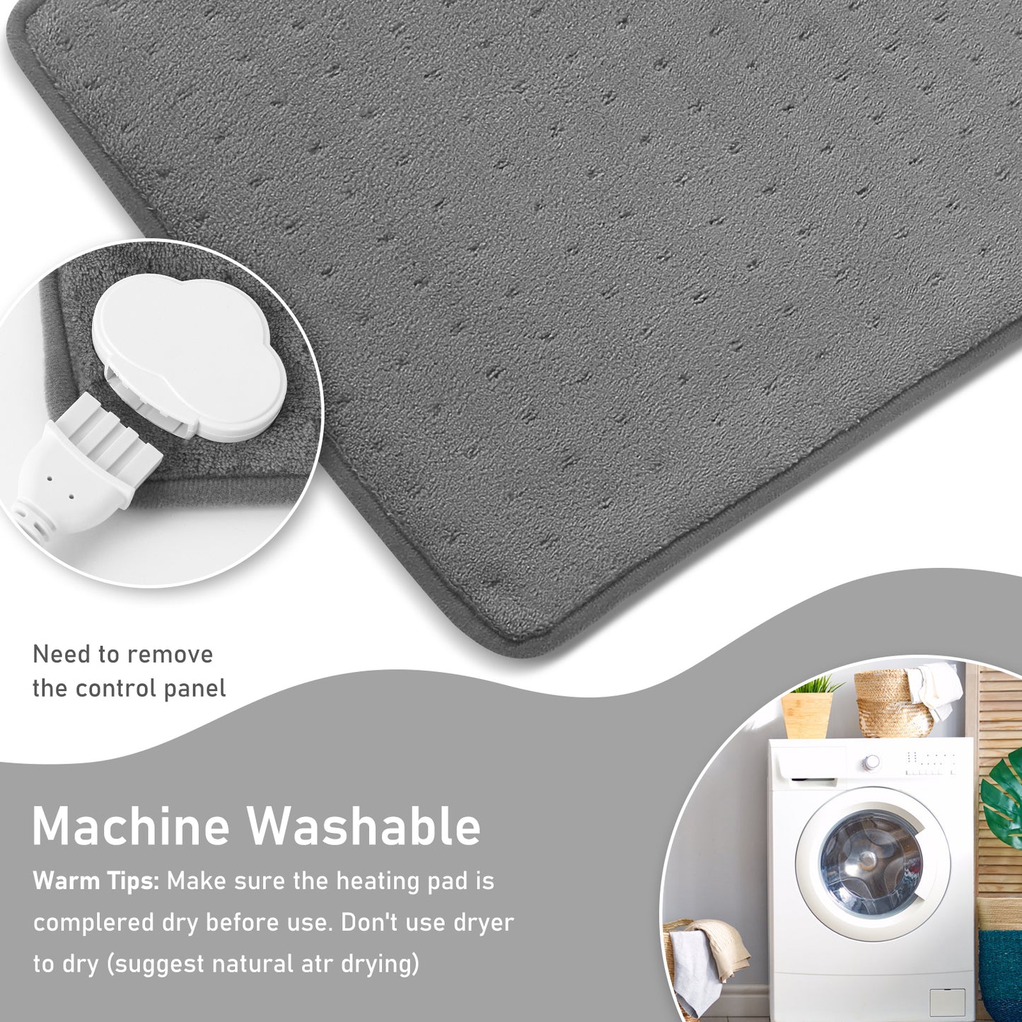 Maxkare 12 x 24 Heating Pad with 4 Heat Settings & Auto Shut-off, for Back Neck Shoulders Stress & Cramps Relief, Gray