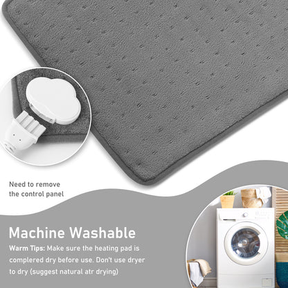 Maxkare 12 x 24 Heating Pad with 4 Heat Settings & Auto Shut-off, for Back Neck Shoulders Stress & Cramps Relief, Gray