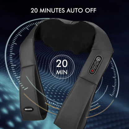 MAXKARE Neck and Shoulder Massager, 3D Deep Tissue Kneading Shiatsu Massager with Heat, Black