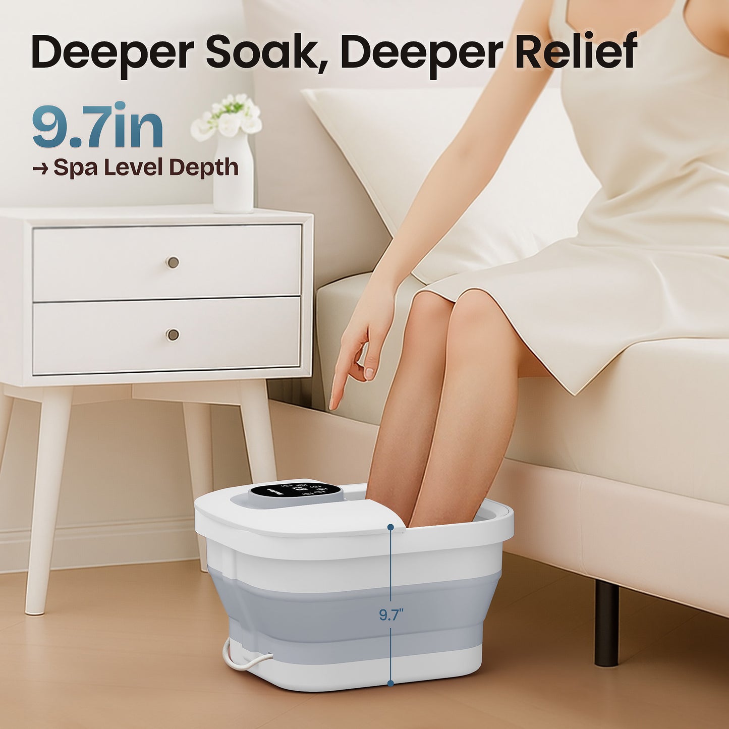 MaxKare Collapsible Foot Spa with Massager and Heat, Foot Spa Massager with Bubble Heat, Gray