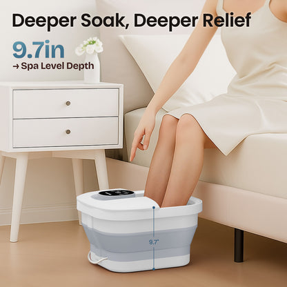 MaxKare Collapsible Foot Spa with Massager and Heat, Foot Spa Massager with Bubble Heat, Gray