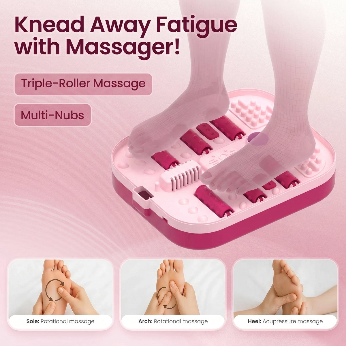MaxKare Collapsible Foot Spa with Massager and Heat Bubbles Vibration 3 in 1, Foot Spa Massager, Pink
