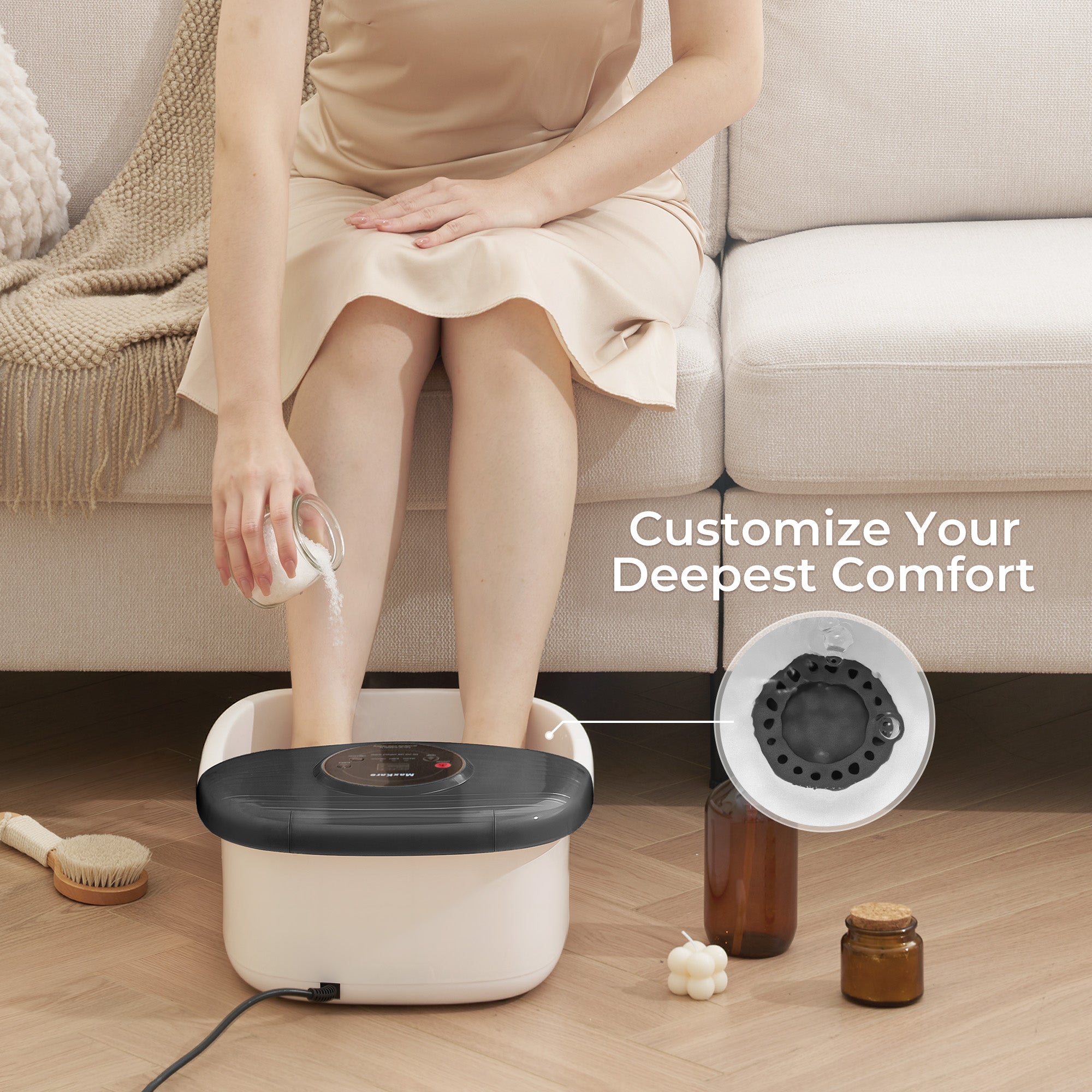 MaxKare Foot Spa Bath Massager with Heat, Bubbles, and Vibration