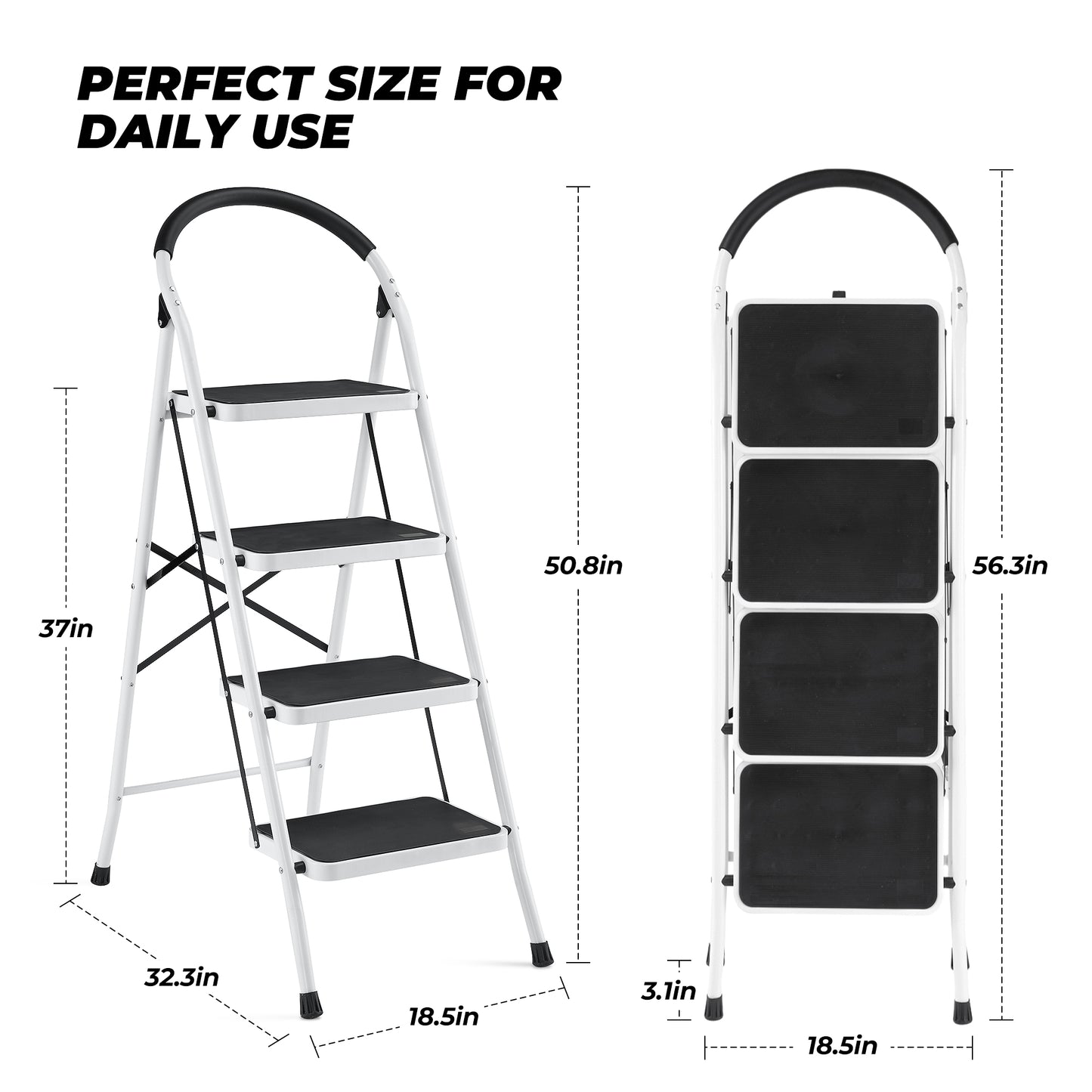 MaxKare 4 Step Stool, Folding Ladder, Lightweight