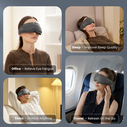 MaxKare Eye Massager with Heat, Vibration, Air Pressure for Relieve Eye Strain Dry Eye Headaches Foldable Rechargeable Shiatsu Massager