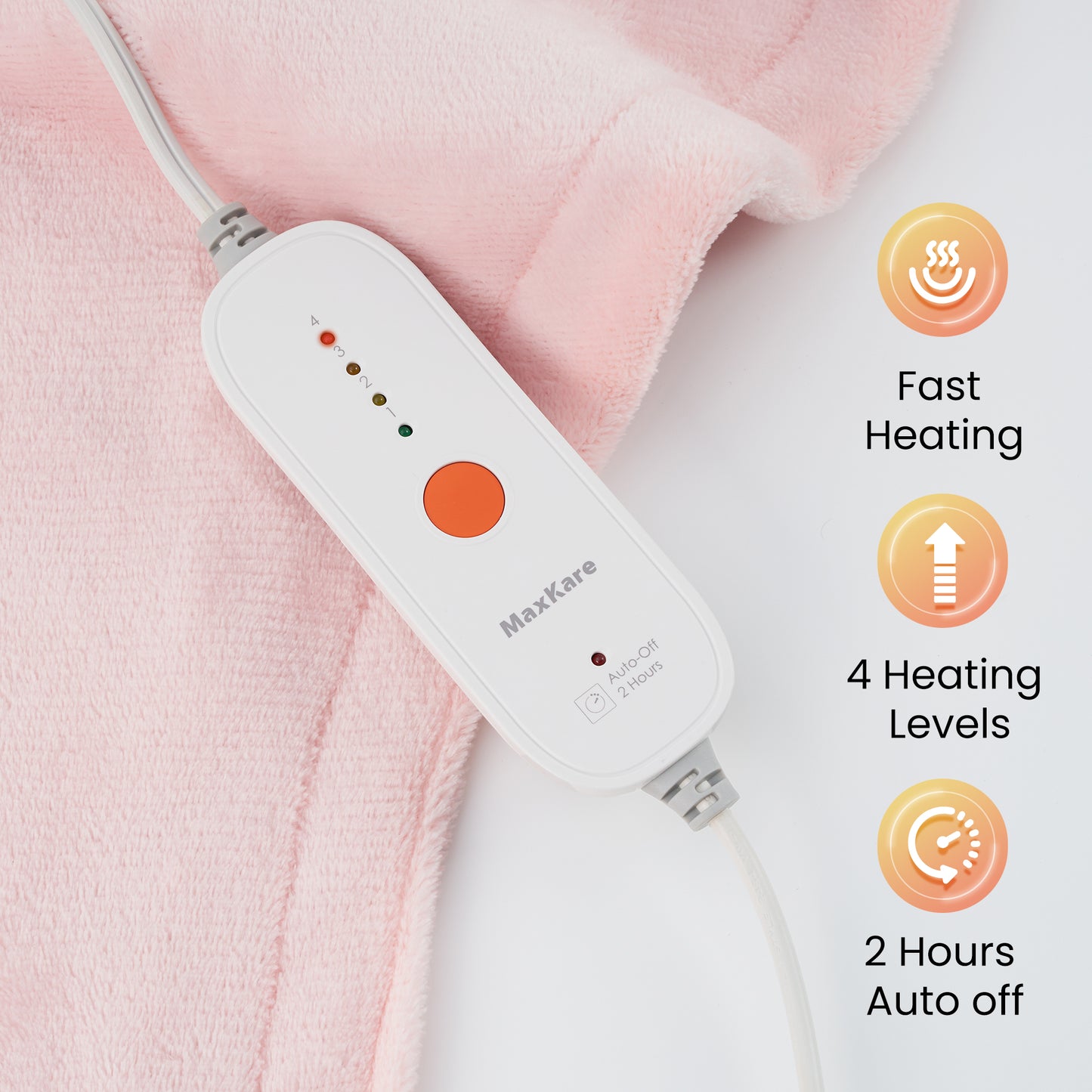 MaxKare Ultra Soft Heating Pad with 4 Heat Settings & Auto Shut-off for Full Body Stress Relief, 24"x33" - Pink