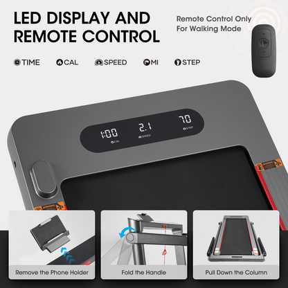 Maxkare 3.0HP & 9MPH Walking Pad Treadmill, 2 in 1 Foldable Treadmill with Touch Screen & Remote Control Bluetooth Connectivity, 286LBS