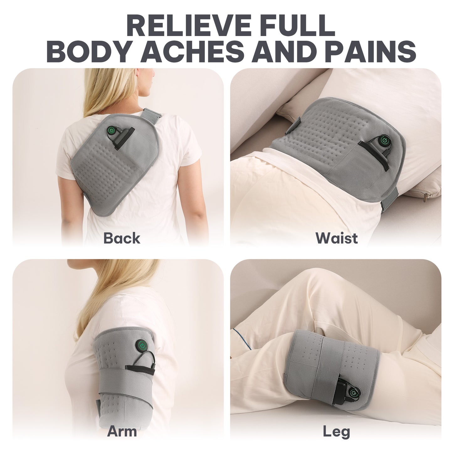 MaxKare Portable Heating Pad with Power Bank & Gel Pack, Adjustable Strap, for Hot and Cold Use 8"×15"-Gray