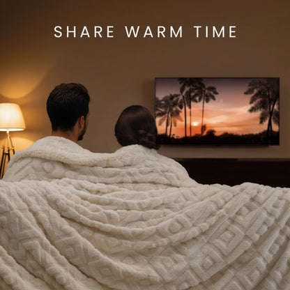 MaxKare Electric Heated Blanket with Faux Fur & Shu Velvet, 6 Heating Levels, 10H Auto off, ETL Certified, White