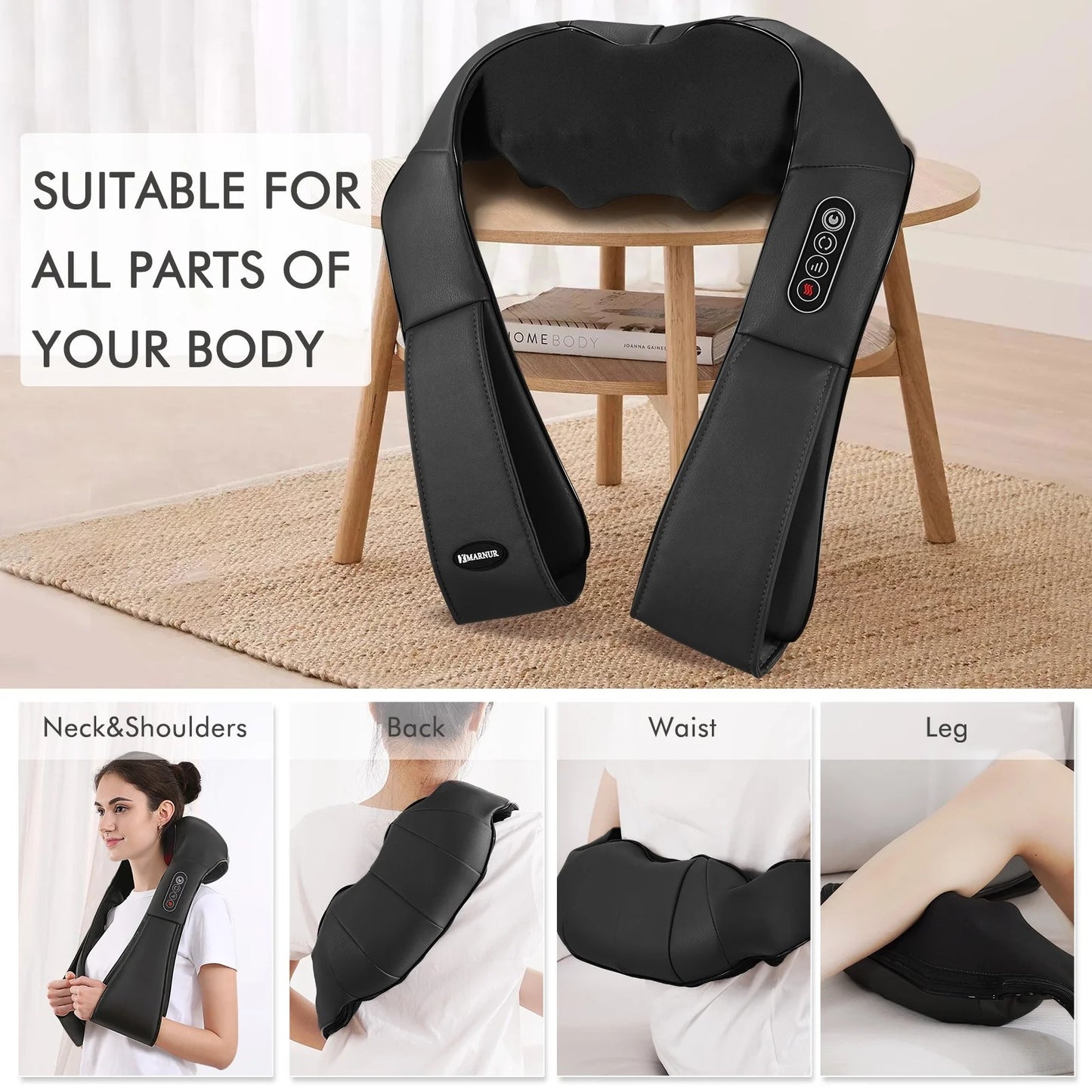 MAXKARE Neck and Shoulder Massager, 3D Deep Tissue Kneading Shiatsu Massager with Heat, Black