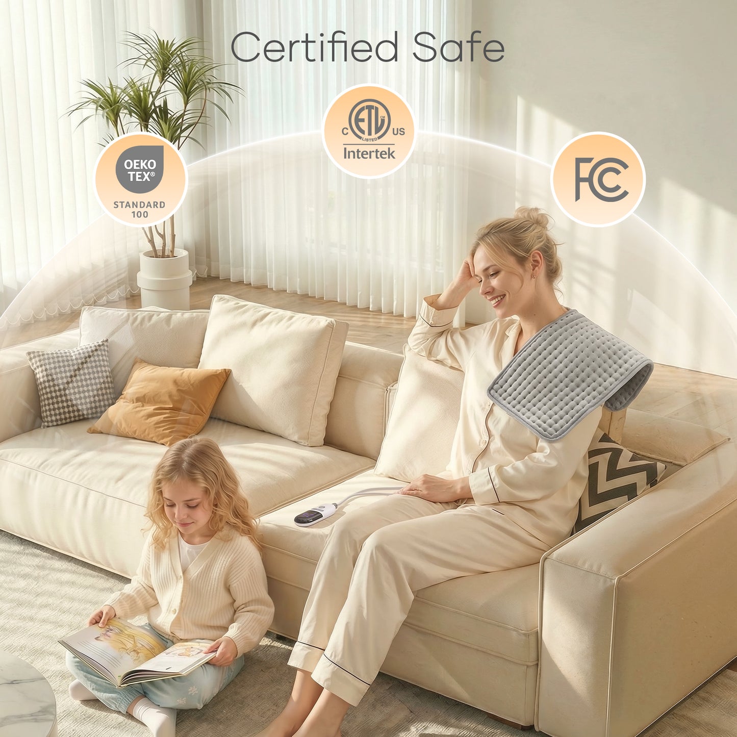Maxkare 12 x 24 Heating Pad with 4 Heat Settings & Auto Shut-off, for Back Neck Shoulders Stress & Cramps Relief, Gray
