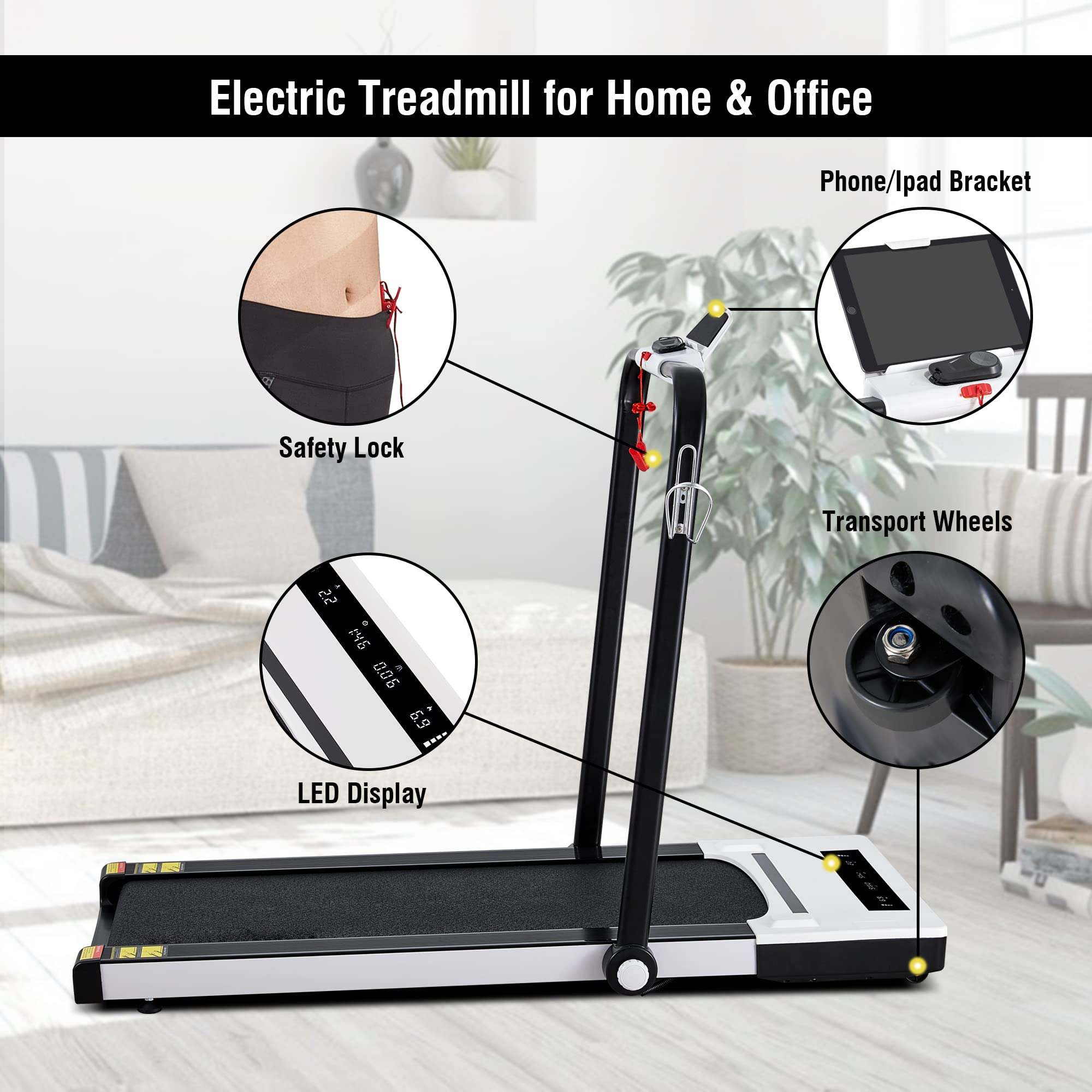 Load image into Gallery viewer, MaxKare 2.2 HP Folding Electric Treadmill, 2-in-1 Walking and Running Machine with Remote Control Flat Under Desk Treadmill for Home and Office, Installation-Free Space Saving
