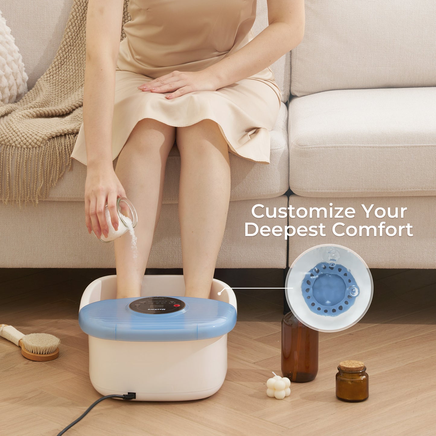 MaxKare Foot Spa Bath Massager with Heat, Bubbles, and Vibration for Soothe and Comfort Feet, Blue