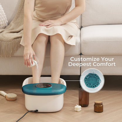 MaxKare Foot Spa Bath Massager with Heat, Bubbles, and Vibration, Digital Temperature Control, 16 Detachable Massage Rollers, Soothe and Comfort Feet