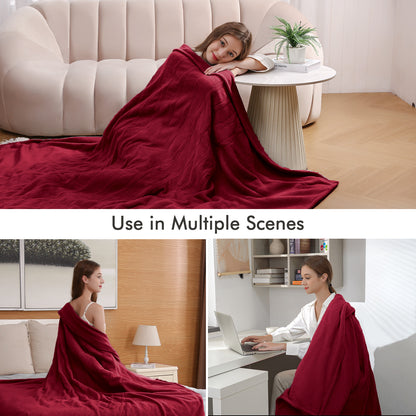 MaxKare Electric Heated Blanket Full Size 72'' x 84'' with 6 Heating Levels 10H Timers, ETL certification Machine Washable- Red