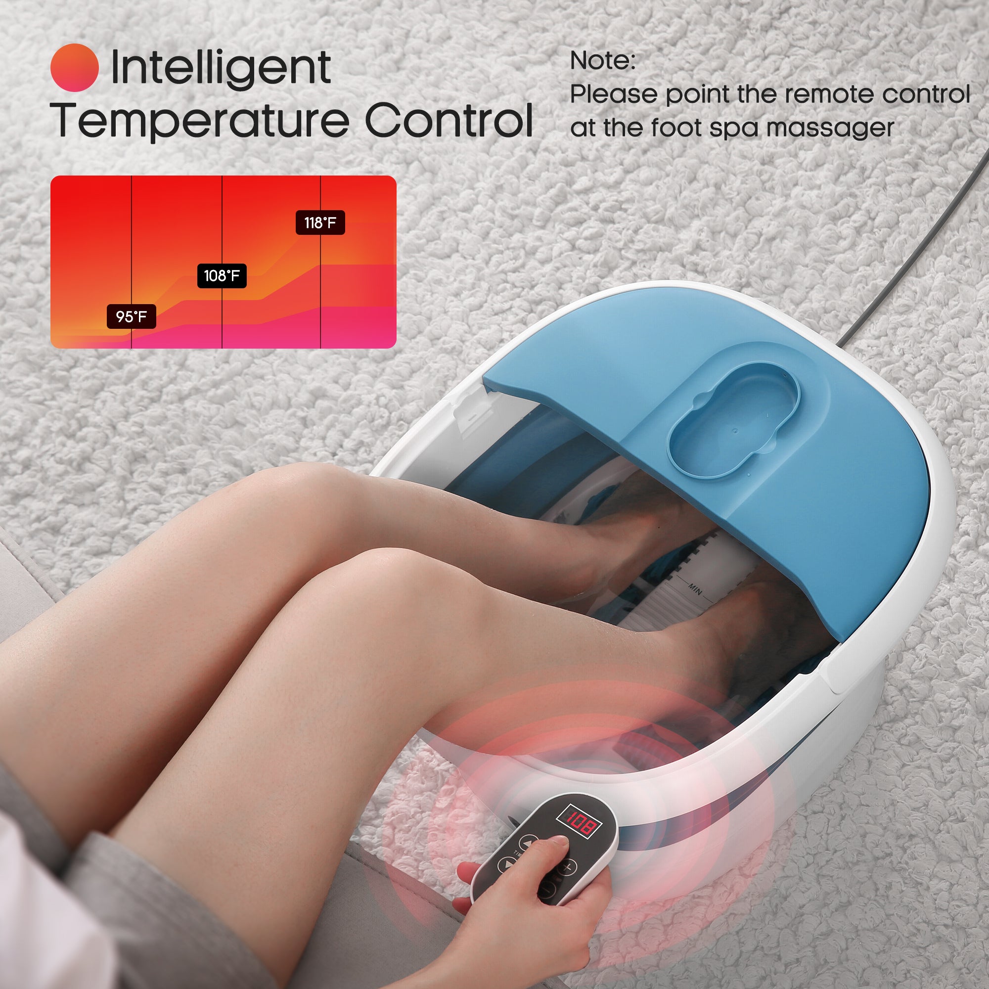 Load image into Gallery viewer, MaxKare-Collapsible-Foot-Spa-Bath-Massager-with-Heat-Digital-Display-Remote-Control-Blue
