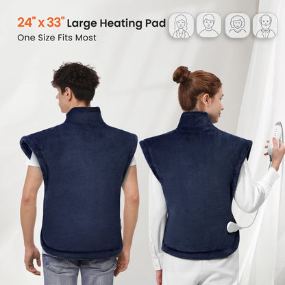 MaxKare Ultra Soft Heating Pad with 4 Heat Settings & Auto Shut-off, for Full Body Stress Relief, 24"x33"- Navy Blue