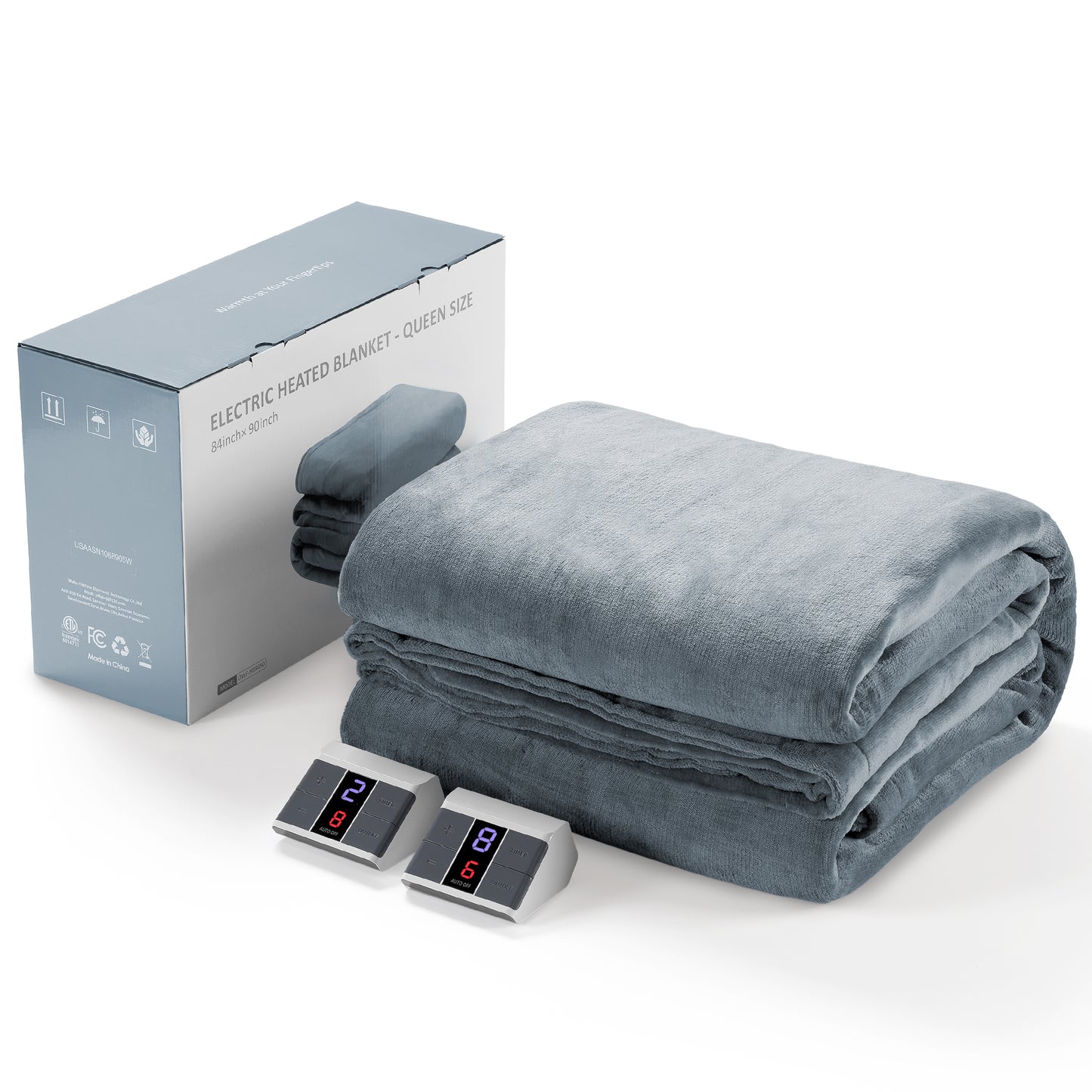 MaxKare Queen Electric Heated Blanket with 10 Heating Levels & 10H Timers, 84" x 90", Gray