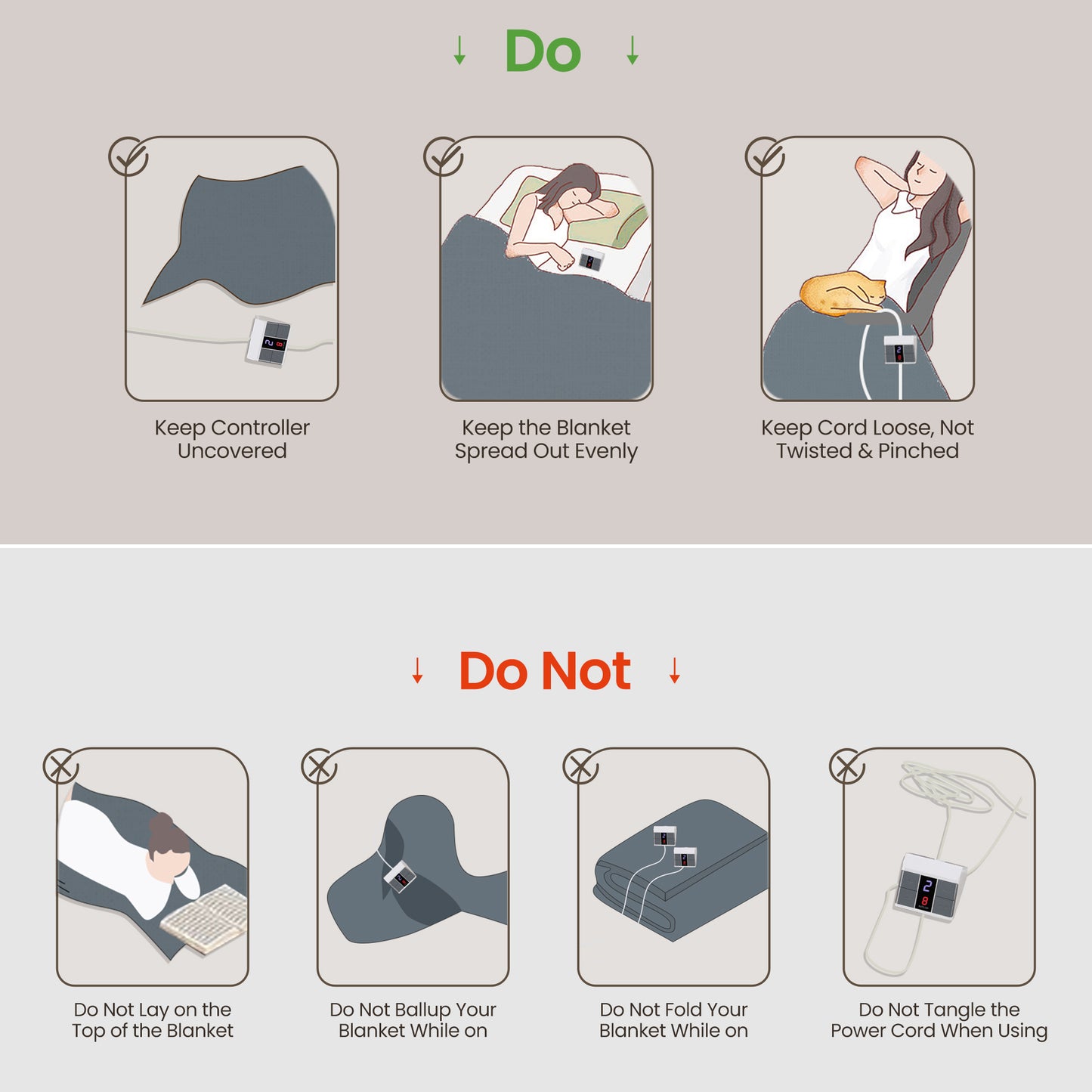 MaxKare Queen Electric Heated Blanket, 10 Heating Levels, 10H Timers, Dual Control, Machine Washable, ETL/FCC Certified, Gray