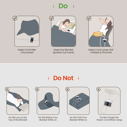 MaxKare Queen Electric Heated Blanket, 10 Heating Levels, 10H Timers, Dual Control, Machine Washable, ETL/FCC Certified, Gray