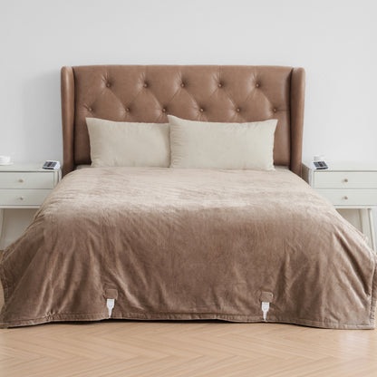 MaxKare Queen Electric Heated Blanket with 10 Heating Levels & 10H Timers, Linen