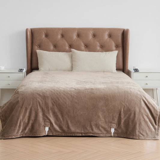 MaxKare Queen Electric Heated Blanket with 10 Heating Levels & 10H Timers, Linen