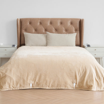 MaxKare 84"x90" Heated Blanket, Dual Controllers 10 Heat Settings, 10H Timers, Soft & Skin-friendly Flannel, White