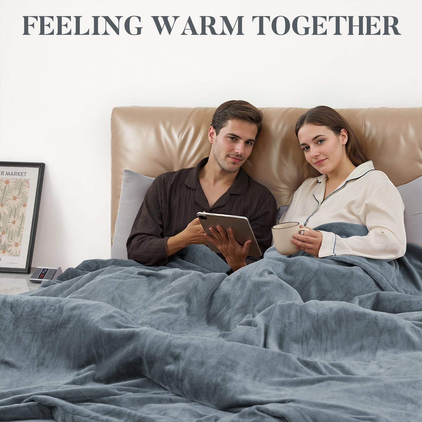 MaxKare Queen Electric Heated Blanket, 10 Heating Levels, 10H Timers, Dual Control, Machine Washable, ETL/FCC Certified, Gray