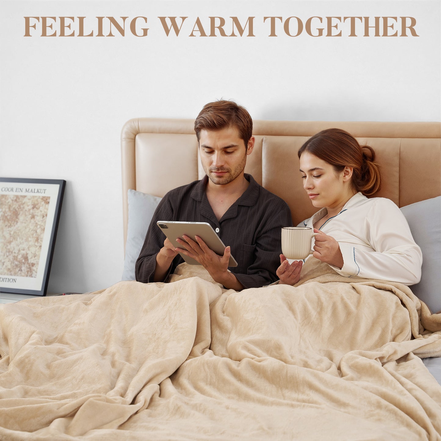 MaxKare 84"x90" Heated Blanket, Dual Controllers 10 Heat Settings, 10H Timers, Soft & Skin-friendly Flannel, White