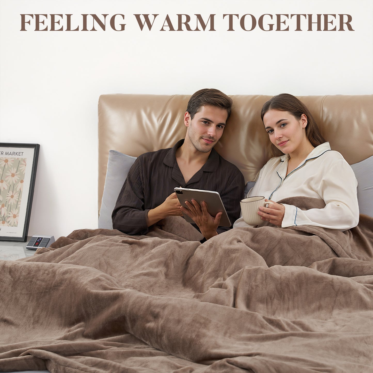 MaxKare Queen Electric Heated Blanket, 10 Heating Levels, 10H Timers, Dual Control, Machine Washable, ETL/FCC Certified, Linen