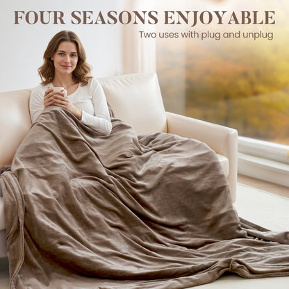 MaxKare Queen Electric Heated Blanket with 10 Heating Levels & 10H Timers, Linen