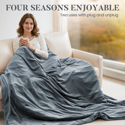 MaxKare Queen Electric Heated Blanket with 10 Heating Levels & 10H Timers, 84" x 90", Gray