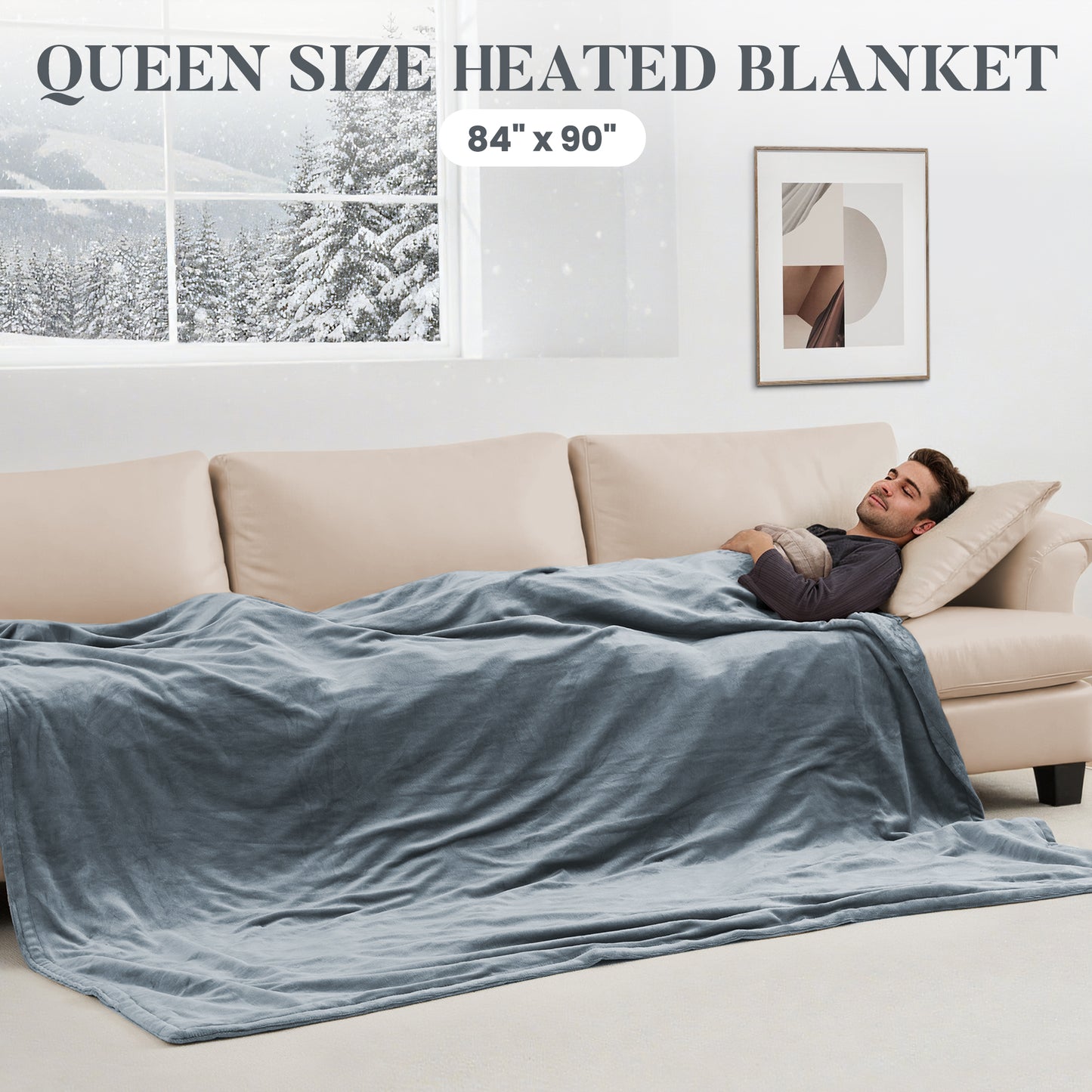 MaxKare Queen Electric Heated Blanket with 10 Heating Levels & 10H Timers, 84" x 90", Gray