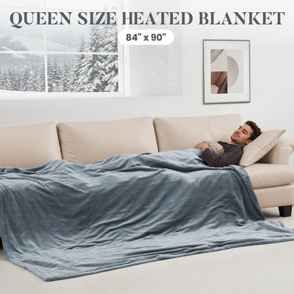 MaxKare Queen Electric Heated Blanket with 10 Heating Levels & 10H Timers, 84" x 90", Gray