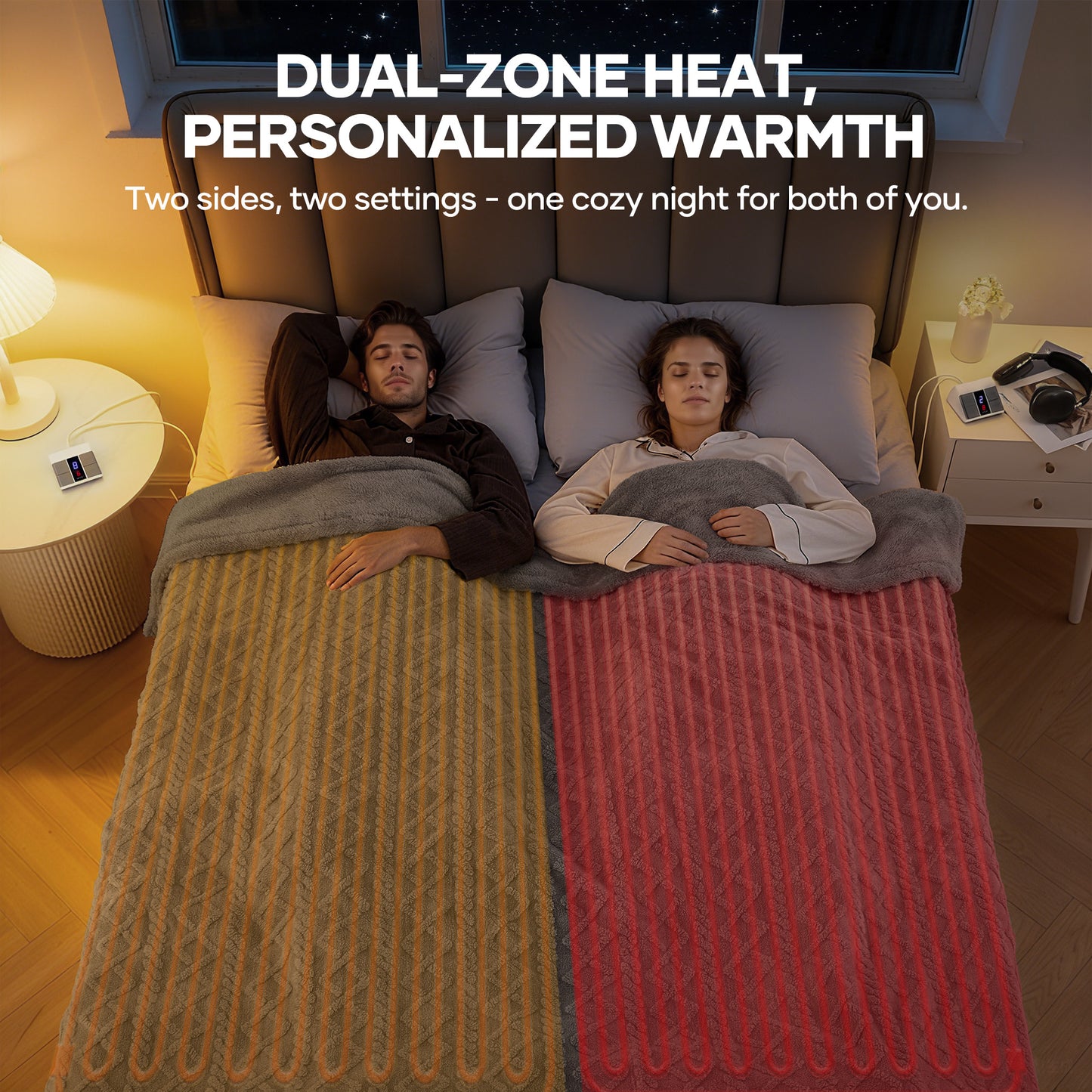 MaxKare Queen Size Heated Blanket Soft Cable Knit Shu Velveteen Electric Blanket, Dual Controllers, 10 Heat Levels, 10H Timer, 84" x 90", Gray