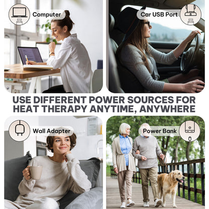 MaxKare Portable Heating Pad with Power Bank & Gel Pack, Adjustable Strap, for Hot and Cold Use 8"×15"-Gray