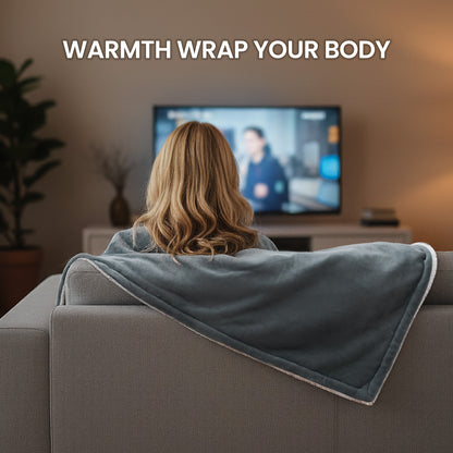 MaxKare Heated Blanket Throw, Electric Blanket with 6 Heating Levels & 5 Timer Settings, ETL Certification, Flannel & Sherpa, Gray & White