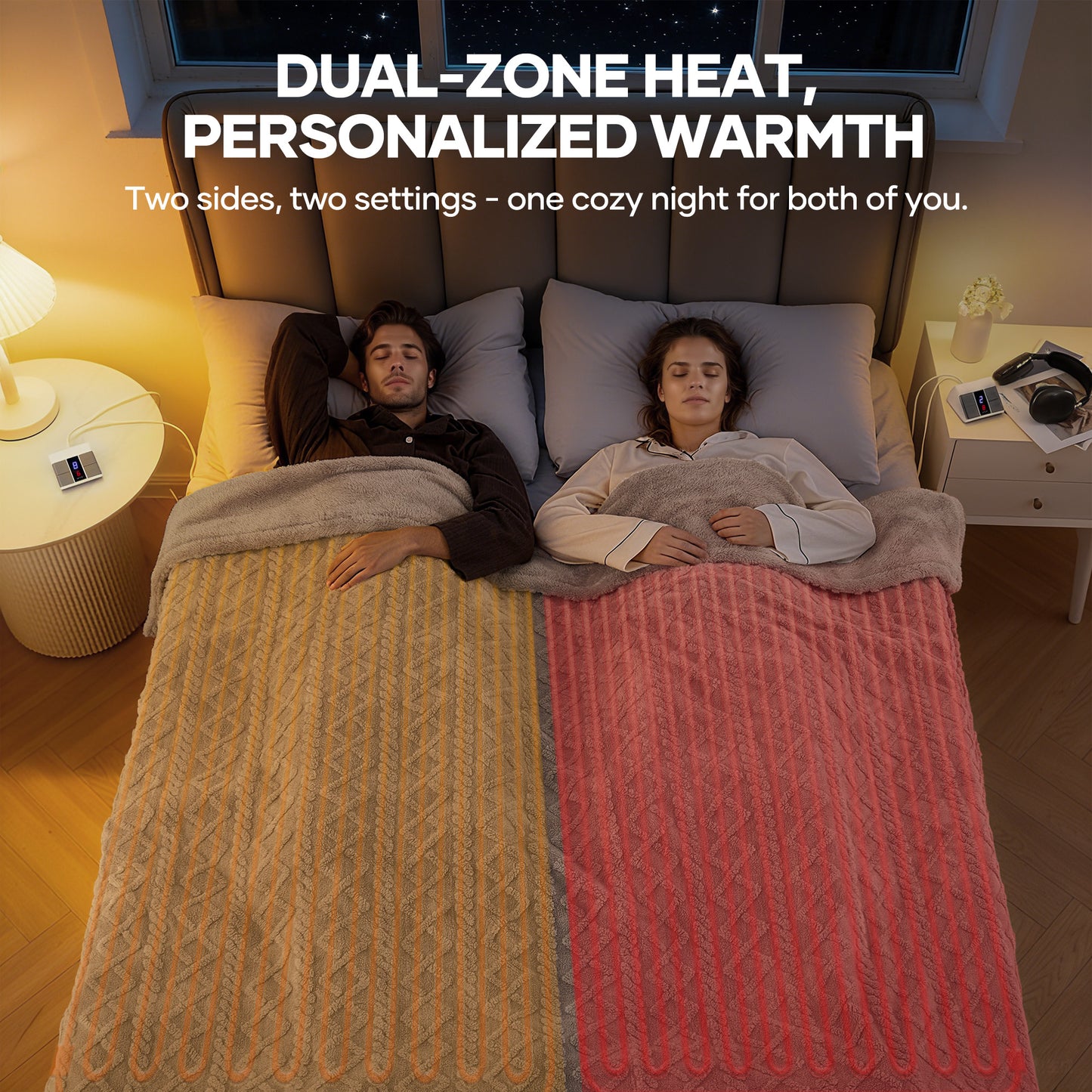 MaxKare Queen Size Heated Blanket Soft Cable Knit Shu Velveteen Electric Blanket, Dual Controllers, 10 Heat Levels, 10H Timer, 84" x 90", Linen