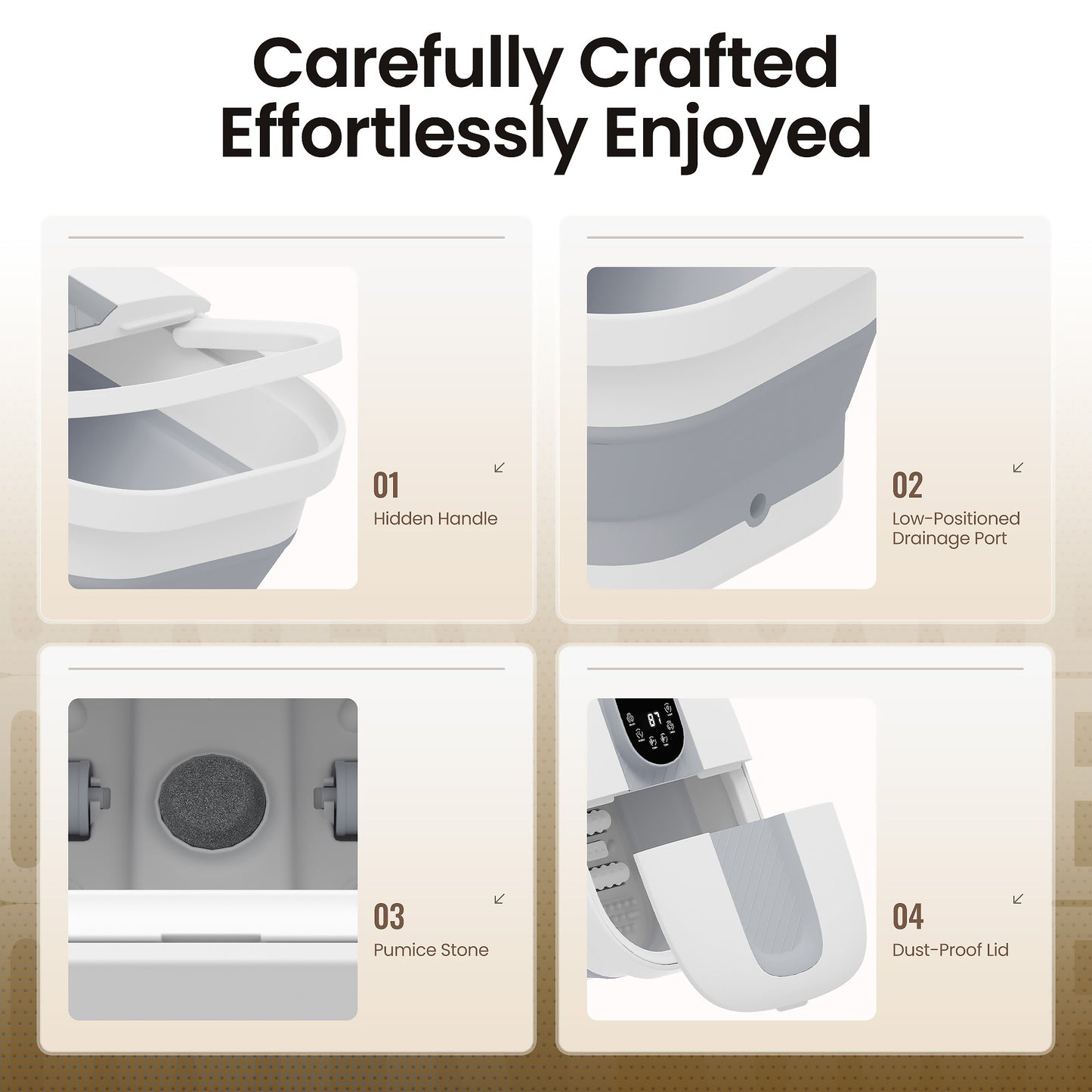 MaxKare Collapsible Foot Spa with Massager and Heat, Foot Spa Massager with Bubble Heat, Gray