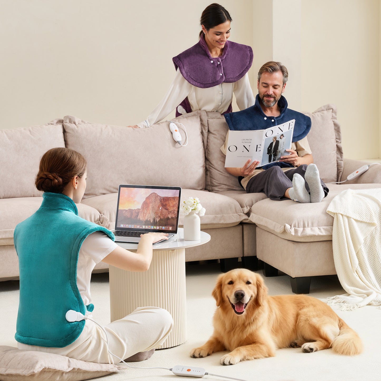 MaxKare Ultra Soft Heating Pad with 4 Heat Settings & Auto Shut-off, for Full Body Stress Relief, 24"x33"- Navy Blue