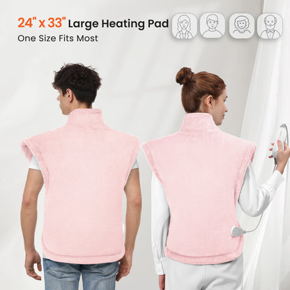 MaxKare Large Heating Pad with 4 Heat Settings & Auto Shut-off, for Full Body Stress Relief, 24"x33"- Pink